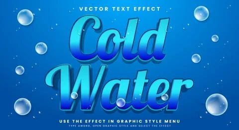 Cold Water editable text effect template Stock Illustration