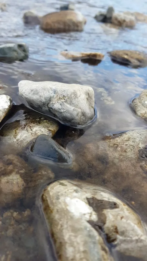 Cold water flowing over rocks Video stock 264606930