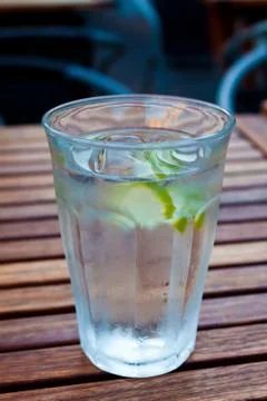 Cold water with lime Stock Photos
