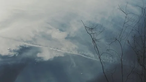 Cold water reflection background. Silent lake surface - tranquil scene. Stock Footage 80215758