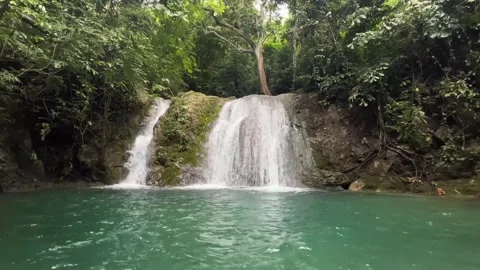 Cold water of seven-level waterfall Stock Footage 246090127