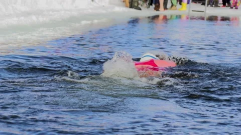 Cold water swimming Stock Footage 238923800