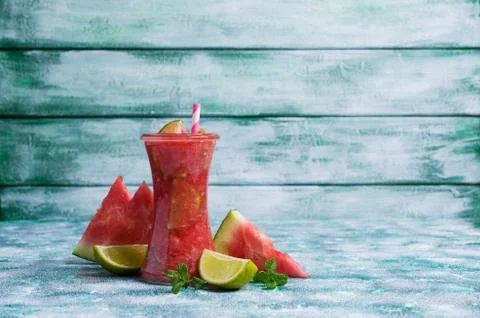 Cold watermelon drink Stock Photos
