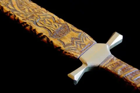 Cold weapon on black background Foto stock