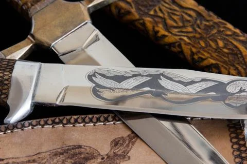 Cold weapon on black background Stock-Fotos