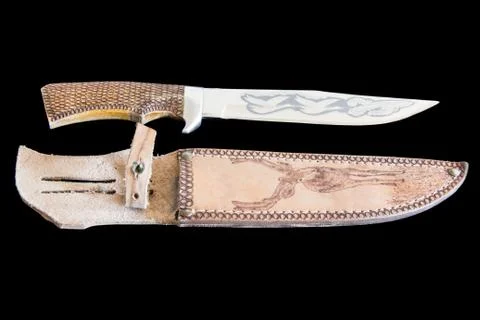 Cold weapon on black background Stock Photos