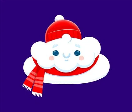 Cold weather cartoon cloud funny weather character Stock Illustration