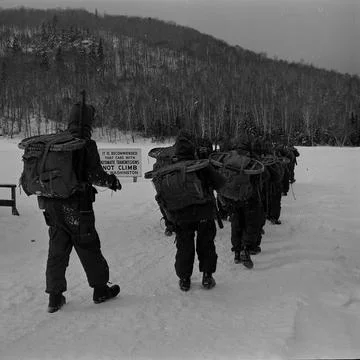 Cold weather testing on Mt. Washington, by all branches of US Armed Forces, test Stock Photos