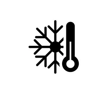 Cold Weather Thermometer, Low Temperature, Frost Solid Flat Vector Icon Isola Stock Illustration