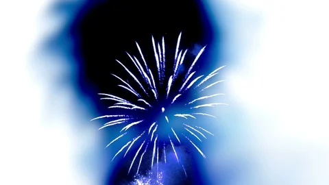 Cold white and blue sparks burst on blue, black and blurred shapes moving. Stock Footage 112660397