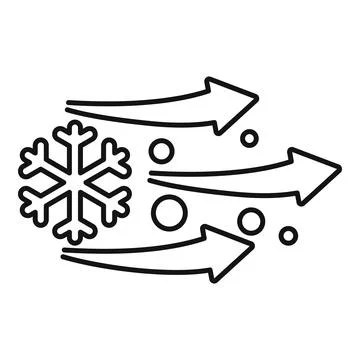 Cold wind blowing with snowflake and arrows icon Stock Illustration