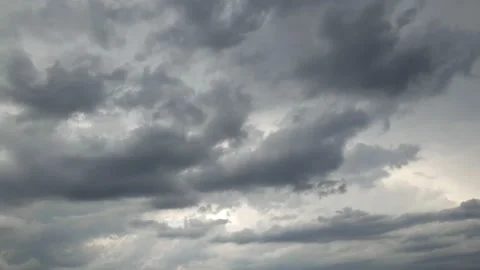 Cold winter Cumulus rain clouds moving slowly across sky time lapse. Stock Footage 134938156