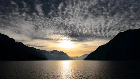 Cold winter day on a mountain lake. Stock Footage 73590666