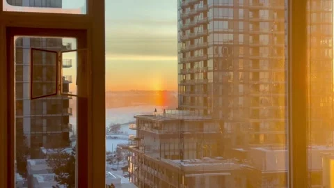 Cold Winter Day Urban View From Window Stock Footage 325086794