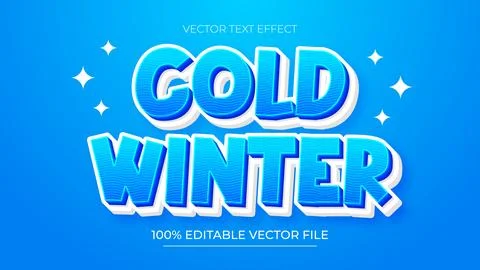 Cold Winter Editable Text Effect Emboss Cartoon Christmas and Winter Style Illustrazione stock