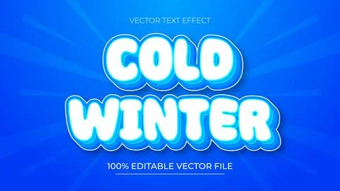 Cold Winter Editable Text Effect Emboss Cartoon Christmas and Winter Style Illustrazione stock