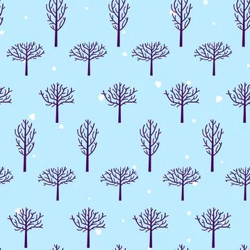 Cold Winter Forest Seamless Pattern Illustrazione stock