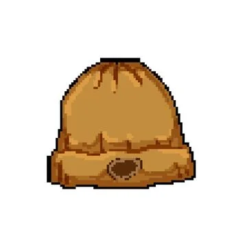 Cold winter hat man pixel art vector illustration Stock Illustration