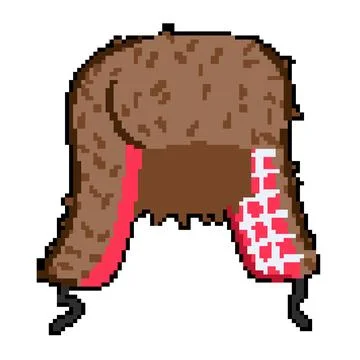 Cold winter hat man pixel art vector illustration Stock Illustration