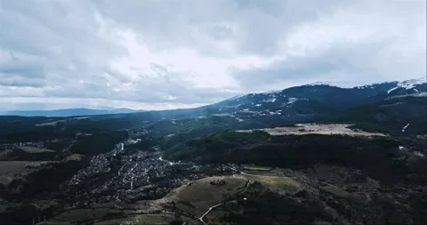 Cold Winter Landscape Sun Rays Bursting Through Thick Clouds Tundra Village Stock-Footage 289408015