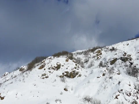 Cold Winter Mountain With Clouds Stock Footage 73547145