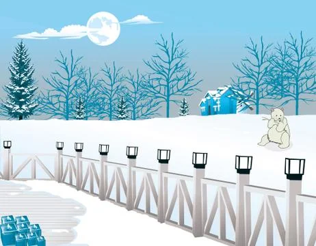 Cold Winter Night, illustration Stock Illustration