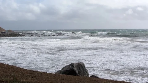Cold Winter Ocean Stock Footage 96085952