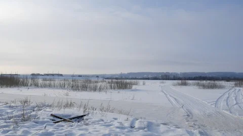Cold Winter Snow landscape Stock Footage 128318658
