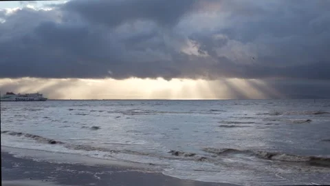 Cold winter sunset in Crosby Merseyside UK January 3rd 2025 Stock-Footage 296848107