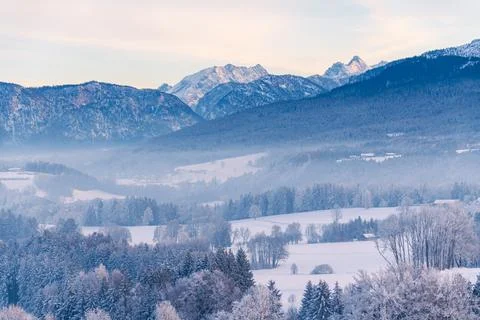 Cold Winterday In Chiemgau Stock Photos