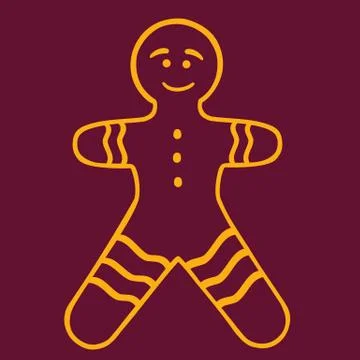 Colden christmas gingerbread man vector illustration, outlibe style Stock Illustration