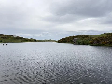 Coldingham Loch in the Scottish Borders surrounded by countryside Foto stock