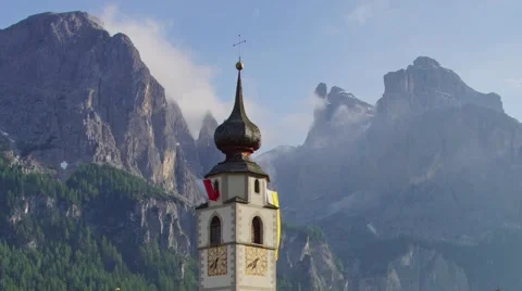 Colfosco viilage in Dolomites, Italy Stock Footage 51406830