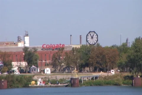 Colgate Company Clock Daytime View from Louisville 库存影片 871878