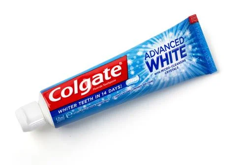 Colgate tooth paste on white. Illustrazione stock