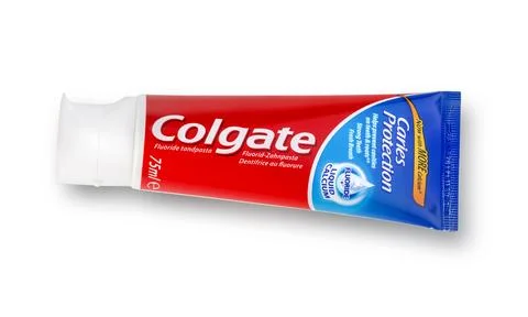 Colgate tooth paste on white 스톡 사진