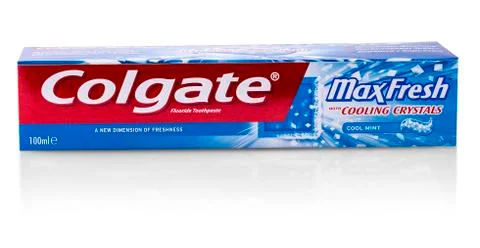 Colgate tooth paste on white.Colgate is a brand of toothpaste produced by Col Stock Photos
