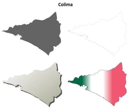 Colima blank outline map set イラスト素材