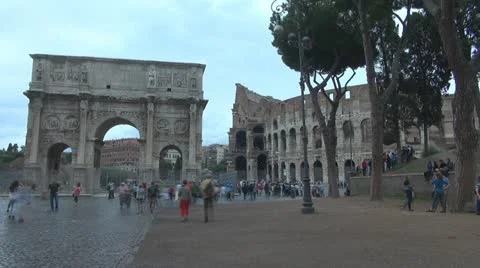 Coliseum and Arch of Constantine.Timelapse Stock-Footage 12418117