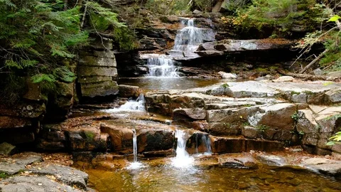 Coliseum Falls, Crawford Notch State Park, New Hampshire Stock Footage 81527673