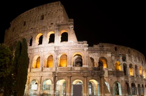 Coliseum at night Stock Photos