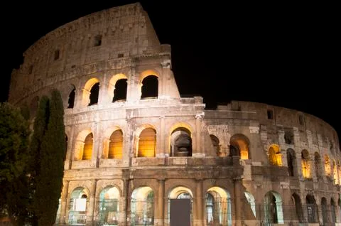 Coliseum at night Stock Photos
