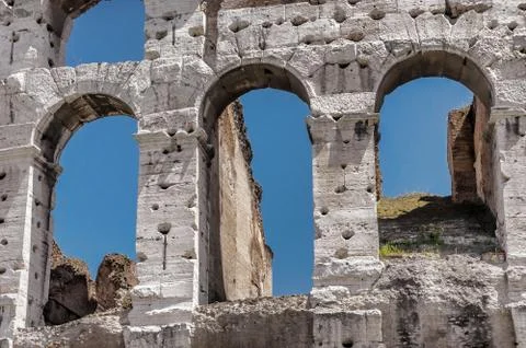 Coliseum. A part of the facade. Stock Photos
