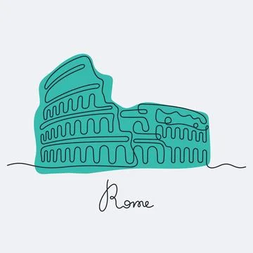 Coliseum, Rome. One line vector illustration. Illustrazione stock
