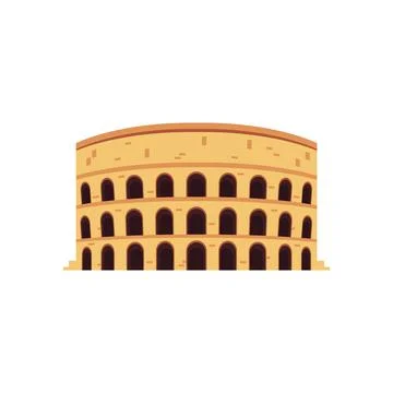 Coliseum in Rome without time damage signs flat vector illustration isolated. Ilustración de archivo
