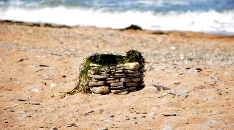The Coliseum of the stones on the beach Stock Footage 54741184