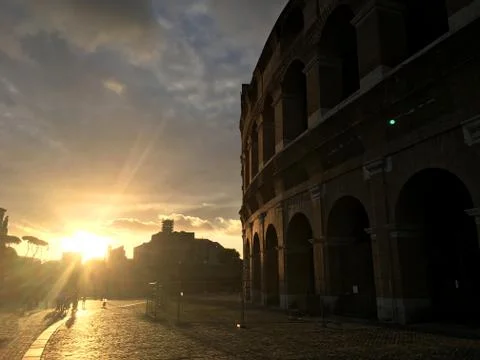 Coliseum sunset Stock Photos