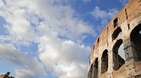 Coliseum view over the blue sky Stock Footage 44561528