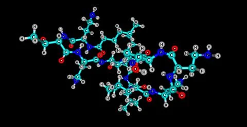 Colistin molecular structure isolated on black Stock Illustration