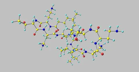 Colistin molecular structure isolated on grey Stock Illustration